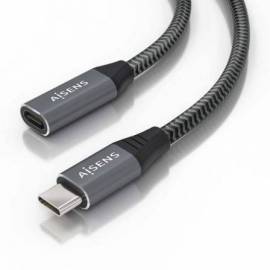 CABLE ALARGADOR USB 3.2 AISENS A107-0636/ USB TIPO-C MACHO - USB TIPO-C HEMBRA/ HASTA 100W/ 20GBPS/ 2M/ GRIS