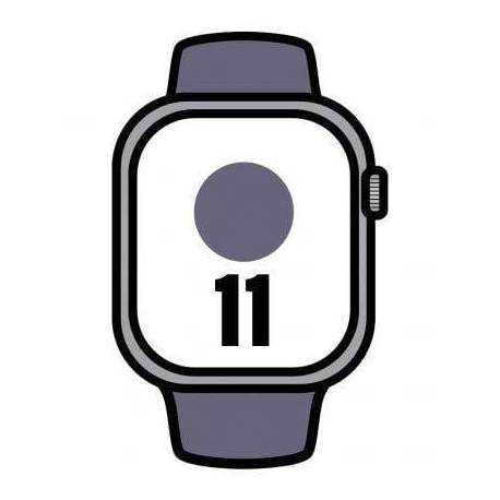 APPLE WATCH SERIES 11/ GPS/ 42MM/ PLATA/ CORREA DEPORTIVA NIEBLA LILA (M/L)