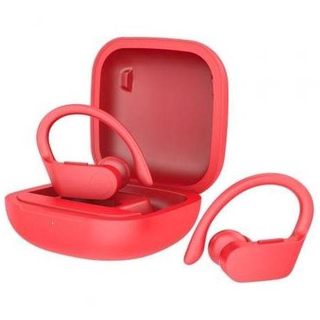 AURICULARES DEPORTIVOS BLUETOOTH DAEWOO DW2025 CON ESTUCHE DE CARGA/ AUTONOMÍA 5H/ ROJOS