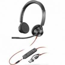 AURICULARES POLY BLACKWIRE 3225 PARA MICROSOFT TEAMS + 3.5 MM + ADAPTADOR USB-C/A/ CON MICRÓFONO/ JACK 3.5 - USB TIPO-C/ NEGROS