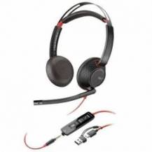 AURICULARES POLY BLACKWIRE 5220 USB-C + 3.5 MM + ADAPTADOR USB-C/A/ CON MICRÓFONO/ JACK 3.5 - USB TIPO-C/ BULK/ NEGROS