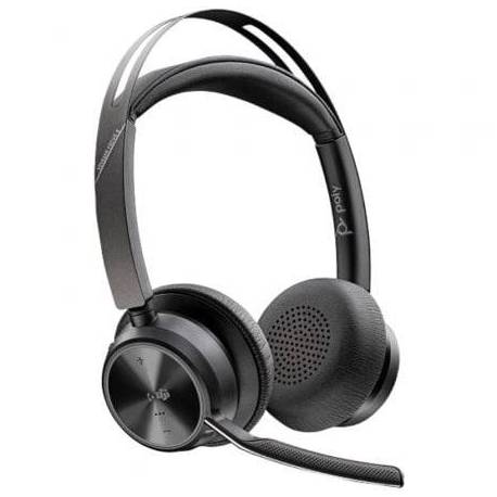 AURICULARES INALÁMBRICOS POLY VOYAGER FOCUS 2 PARA MICROSOFT TEAMS + ADAPTADOR USB-C-A + SOPORTE DE CARGA/ CON MICRÓFONO/