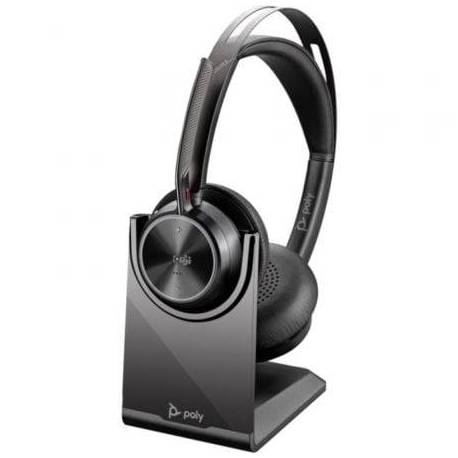 AURICULARES INALÁMBRICOS POLY VOYAGER FOCUS 2 MICROSOFT TEAMS + ADAPTADOR USB-C-A + SOPORTE DE CARGA/ CON MICRÓFONO/ BLUETOOTH/