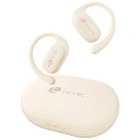 AURICULARES DEPORTIVOS BLUETOOTH LEOTEC OPEN AIR ZENITH SPORT CON ESTUCHE DE CARGA/ AUTONOMÍA 6.5H/ BEIGE