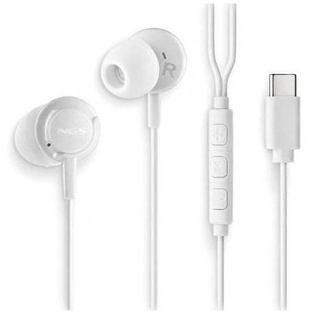AURICULARES INTRAUDITIVOS NGS CROSS STEP/ CON MICRÓFONO/ USB TIPO-C/ BLANCOS