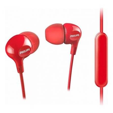 AURICULARES INTRAUDITIVOS PHILIPS SHE3555/ CON MICRÓFONO/ JACK 3.5/ ROJOS