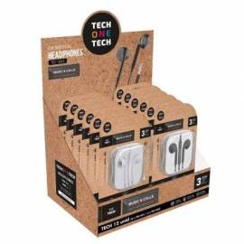 EXPOSITOR DE AURICULARES TECH ONE TECH EARTECH TEC1003 / CON MICRÓFONO/ JACK 3.5/ INCLUYE 6 AURICULARES BLANCOS Y 6 AURICULARES