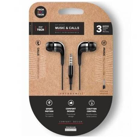 AURICULARES INTRAUDITIVOS TECH ONE TECH SOFT EARTECH TEC1005/ CON MICRÓFONO/ JACK 3.5/ NEGROS