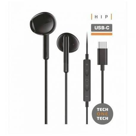 AURICULARES INTRAUDITIVOS TECH ONE TECH EARTECH TEC1302/ CON MICRÓFONO/ USB TIPO-C/ NEGROS