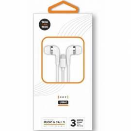 AURICULARES INTRAUDITIVOS TECH ONE TECH EARTECH TEC1304/ CON MICRÓFONO/ USB TIPO-C/ BLANCOS