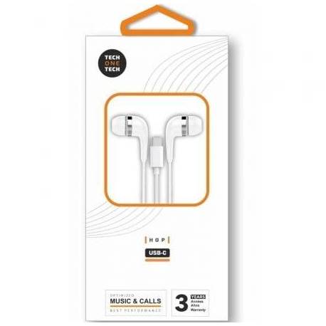 AURICULARES INTRAUDITIVOS TECH ONE TECH EARTECH TEC1304/ CON MICRÓFONO/ USB TIPO-C/ BLANCOS