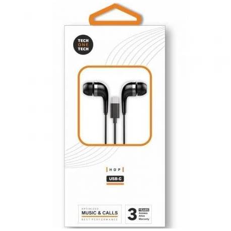 AURICULARES INTRAUDITIVOS TECH ONE TECH EARTECH TEC1305/ CON MICRÓFONO/ USB TIPO-C/ NEGROS