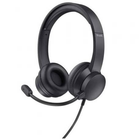 AURICULARES TRUST AYDA/ CON MICRÓFONO/ USB/ NEGROS