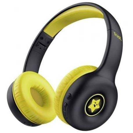 AURICULARES INFANTILES INALÁMBRICOS TRUST NOUNA KIDS/ CON MICRÓFONO/ NEGROS