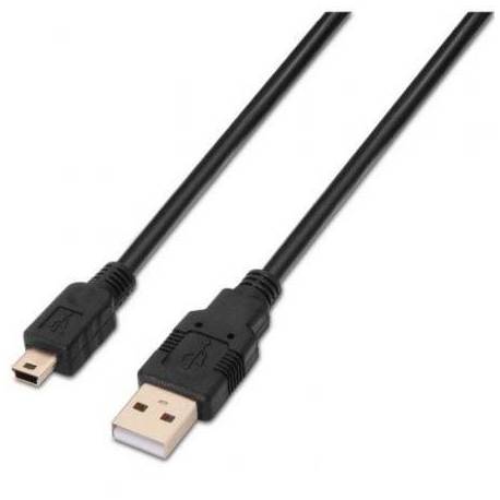 CABLE USB 2.0 AISENS A101-0026/ USB MACHO - MINIUSB MACHO/ HASTA 2.5W/ 60MBPS/ 3M/ NEGRO