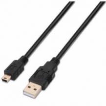 CABLE USB 2.0 AISENS A101-0026/ USB MACHO - MINIUSB MACHO/ HASTA 2.5W/ 60MBPS/ 3M/ NEGRO