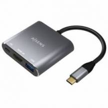 CONVERSOR AISENS A109-0669/ USB TIPO-C MACHO/ HDMI HEMBRA - USB HEMBRA - USB TIPO-C HEMBRA/ 15CM/ GRIS