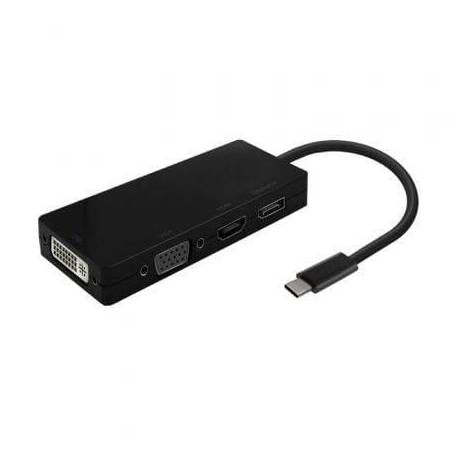 CONVERSOR USB TIPO-C AISENS A109-0679/ HDMI HEMBRA - VGA HEMBRA - DVI HEMBRA - DISPLAYPORT HEMBRA/ 15CM/ NEGRO