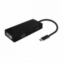 CONVERSOR USB TIPO-C AISENS A109-0679/ HDMI HEMBRA - VGA HEMBRA - DVI HEMBRA - DISPLAYPORT HEMBRA/ 15CM/ NEGRO
