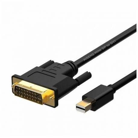 CABLE CONVERSOR MINI DISPLAYPORT AISENS A125-0363/ MINI DISPLAYPORT MACHO - DVI MACHO/ 2M/ NEGRO