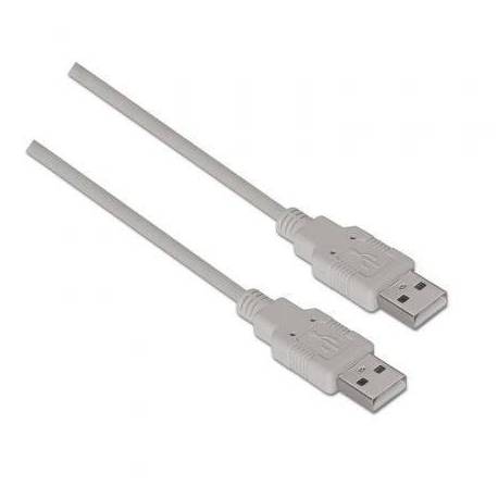 CABLE USB 2.0 AISENS A101-0022/ USB MACHO - USB MACHO/ HASTA 2.5W/ 60MBPS/ 2M/ BEIGE