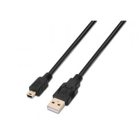CABLE USB 2.0 AISENS A101-0025/ USB MACHO - USB MINI/ HASTA 2.5W/ 60MBPS/ 1.8M/ NEGRO