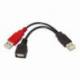 CABLE USB 2.0 + ALIMENTACIÓN AISENS A101-0030/ USB HEMBRA + USB MACHO - USB MACHO/ HASTA 2.5W/ 60MBPS/ 15CM/ NEGRO/ ROJO