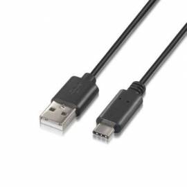 CABLE USB 2.0 TIPO-C AISENS A107-0051/ USB TIPO-C MACHO - USB MACHO/ 480MBPS/ 1M/ NEGRO