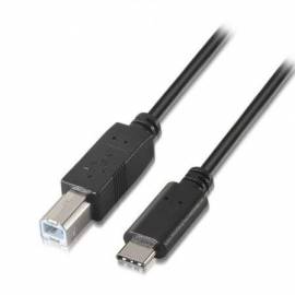 CABLE USB 2.0 IMPRESORA AISENS A107-0053/ USB TIPO-C MACHO - USB TIPO-B MACHO/ 480MBPS/ 1M/ NEGRO