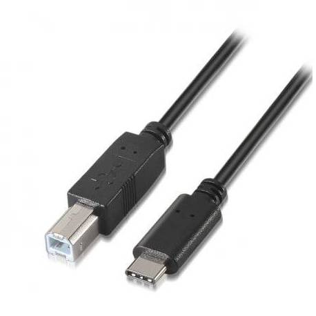 CABLE USB 2.0 IMPRESORA AISENS A107-0053/ USB TIPO-C MACHO - USB TIPO-B MACHO/ 480MBPS/ 1M/ NEGRO
