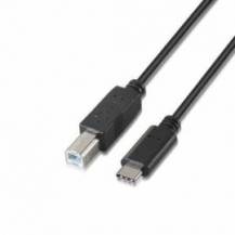 CABLE USB 2.0 IMPRESORA AISENS A107-0054/ USB TIPO-C MACHO - USB TIPO-B MACHO/ 480MBPS/ 2M/ NEGRO