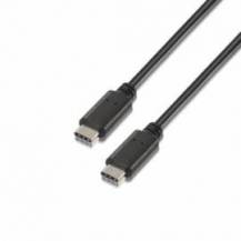CABLE USB 2.0 TIPO-C AISENS A107-0057/ USB TIPO-C MACHO - USB TIPO-C MACHO/ 480MBPS/ 2M/ NEGRO