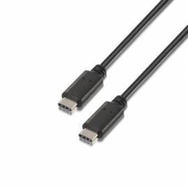 CABLE USB 2.0 TIPO-C AISENS A107-0058/ USB TIPO-C MACHO - USB TIPO-C MACHO/ 480MBPS/ 3M/ NEGRO