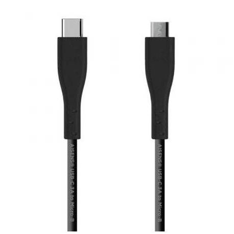 CABLE USB 2.0 AISENS A107-0349/ USB TIPO-C MACHO - MICROUSB MACHO/ 480MBPS/ 1M/ NEGRO