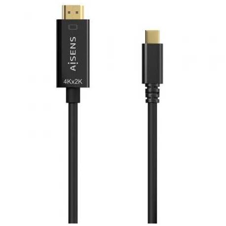 CABLE CONVERSOR HDMI 4K AISENS A109-0624/ USB TIPO-C MACHO - HDMI MACHO/ HASTA 27W/ 1250MBPS/ 1.8M/ NEGRO