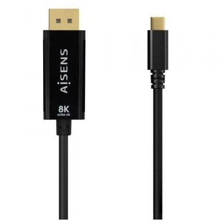 CABLE CONVERSOR AISENS A109-0689/ USB TIPO-C MACHO - DISPLAYPORT MACHO/ HASTA 27W/ 1250MBPS/ 1.8M/ NEGRO