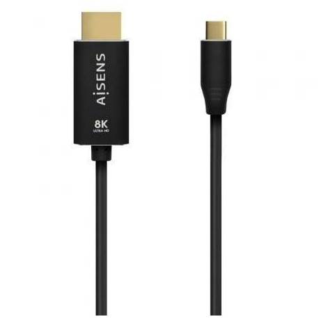 CABLE CONVERSOR AISENS A109-0712/ USB TIPO-C MACHO - HDMI 8K MACHO/ HASTA 27W/ 6000MBPS/ 2M/ NEGRO