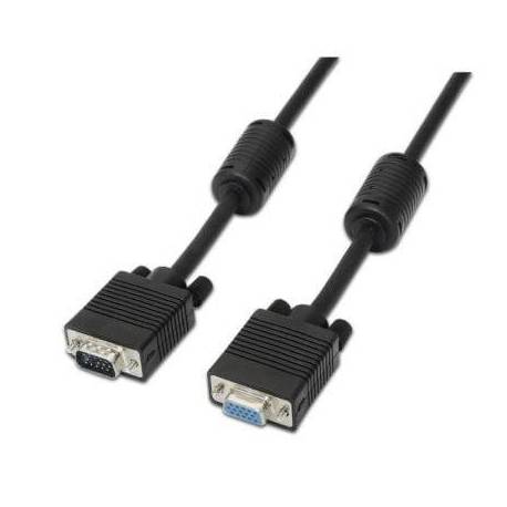 CABLE SVGA AISENS A113-0079/ VGA MACHO - VGA HEMBRA/ HASTA 3W/ 10MBPS/ 3M/ NEGRO