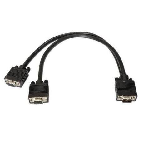 CABLE DUPLICADOR SVGA AISENS A113-0081/ VGA MACHO - 2X VGA HEMBRA/ HASTA 3W/ 10MBPS/ 45CM/ NEGRO