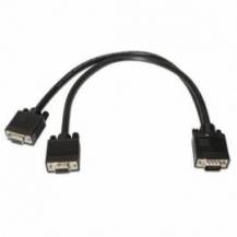 CABLE DUPLICADOR SVGA AISENS A113-0081/ VGA MACHO - 2X VGA HEMBRA/ HASTA 3W/ 10MBPS/ 45CM/ NEGRO
