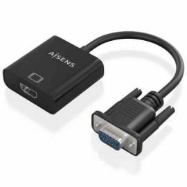 CABLE CONVERSOR AISENS A115-0873/ VGA MACHO/ HDMI HEMBRA - JACK 3.5 HEMBRA - MICROUSB / 20CM/ NEGRO