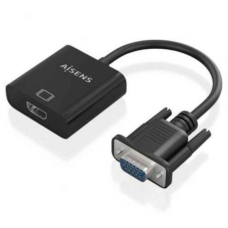 CABLE CONVERSOR AISENS A115-0873/ VGA MACHO/ HDMI HEMBRA - JACK 3.5 HEMBRA - MICROUSB / 20CM/ NEGRO
