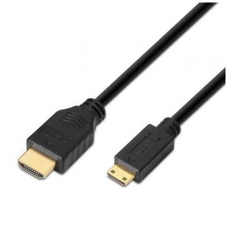 CABLE HDMI AISENS A119-0114/ HDMI MACHO - MINI HDMI MACHO/ HASTA 10W/ 720MBPS/ 1.8M/ NEGRO