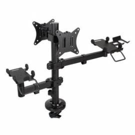 SOPORTE DE MESA PARA 2 MONITORES, TPV, IMPRESORA, TÉRMINAL Y LECTOR TOOQ TQPM0002/ GIRATORIO/ INCLINABLE/ HASTA 9KG