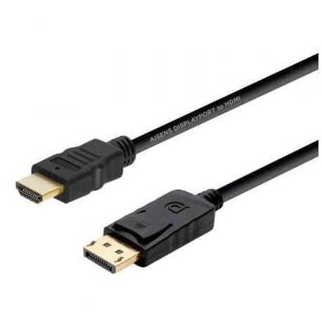 CABLE CONVERSOR AISENS A125-0364/ DISPLAYPORT MACHO - HDMI MACHO/ HASTA 5W/ 2300MBPS/ 2M/ NEGRO