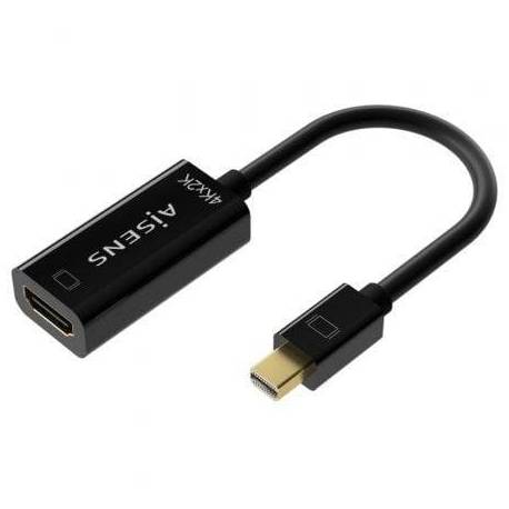 CABLE CONVERSOR AISENS A125-0643/ MINI DISPLAYPORT MACHO - HDMI HEMBRA/ HASTA 5W/ 2300MBPS/ 15CM/ NEGRO