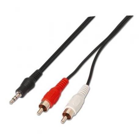 CABLE ESTÉREO AISENS A128-0148/ JACK 3.5 MACHO - 2X RCA MACHO/ HASTA 0.1W/ 3M/ NEGRO