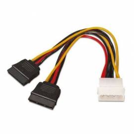 CABLE DUPLICADOR DE ALIMENTACIÓN AISENS A131-0161/ MOLEX 4 PIN MACHO - 2X SATA HEMBRA/ HASTA 54W/ 20CM