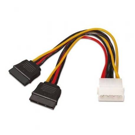 CABLE DUPLICADOR DE ALIMENTACIÓN AISENS A131-0161/ MOLEX 4 PIN MACHO - 2X SATA HEMBRA/ HASTA 54W/ 20CM