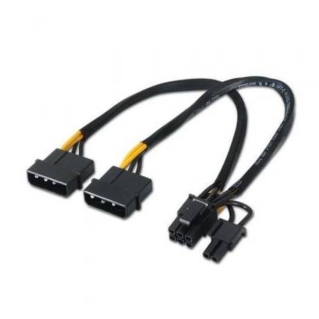CABLE ALIMENTACIÓN TARJETA GRÁFICA AISENS A131-0165/ 2X MOLEX MACHO - MOLEX 6+2 PIN MACHO/ HASTA 54W/ 20CM